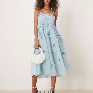 Sister Jane Light Blue Bow-Embellished Midi Dress